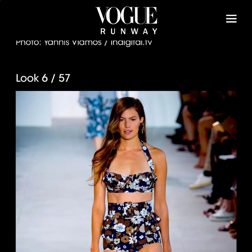Michael Kors Collection Runway Ruffle Bikini Top Flower Nutmeg Vogue